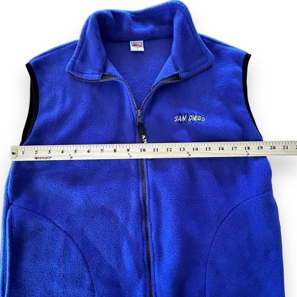 Vintage Fleece Vest San Diego 2000 Andy's Full Zip Blue Small - Picture 7 of 12